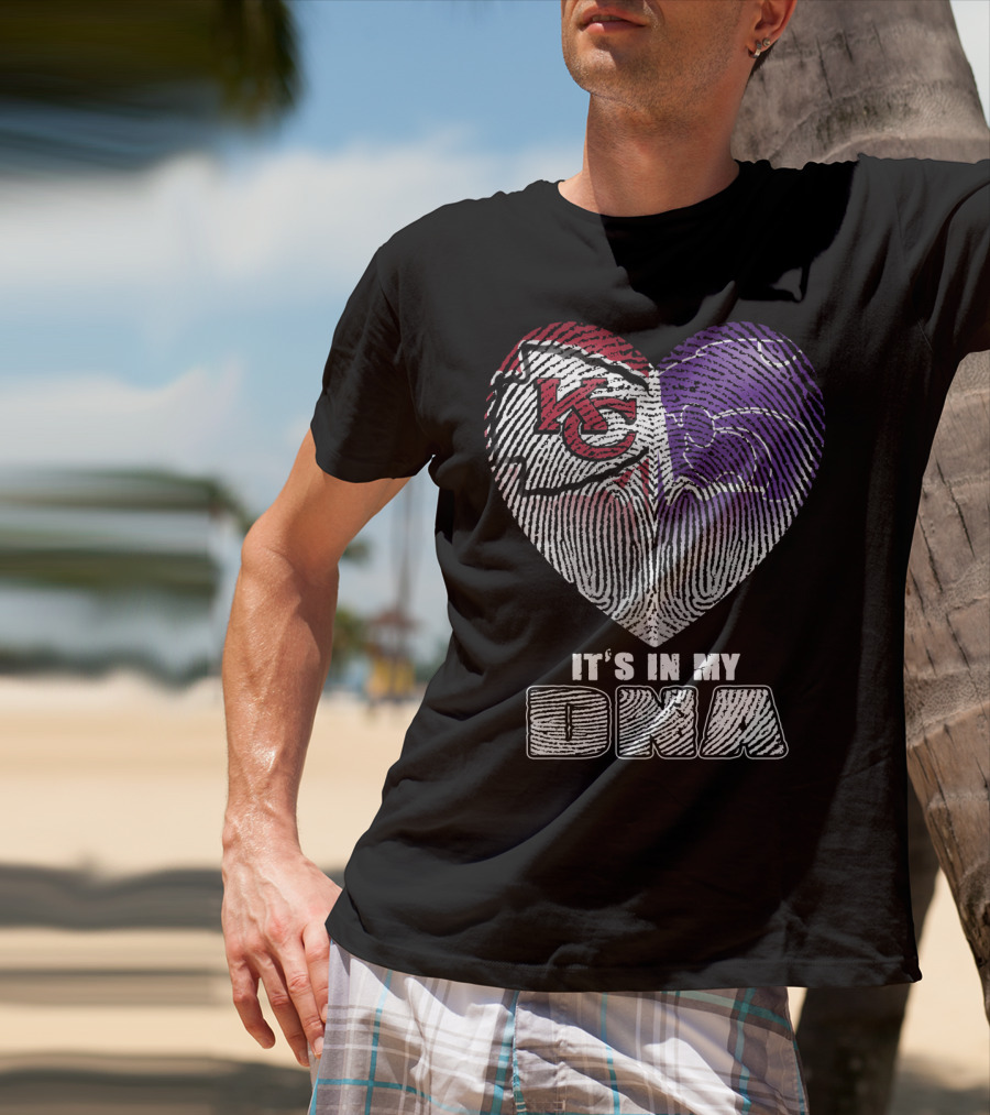 It's In My Dna Kc Chiefs K-State Wildcats Heart T-Shirt