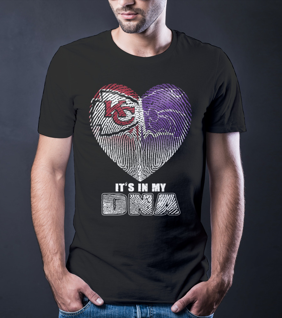 It's In My Dna Kc Chiefs K-State Wildcats Heart T-Shirt