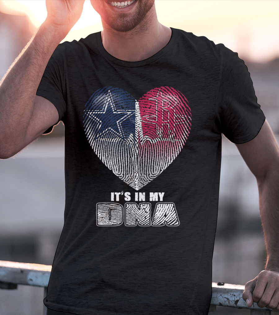 It's In My Dna Dallas Houston Heart Fingerprint T-Shirt