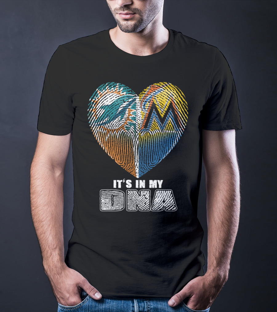 Miami Dolphins Marlins Heart It's In My Dna T-Shirt