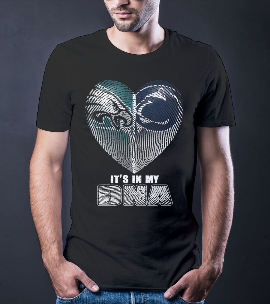 It's In My Dna Eagles Penn State Heart Fingerprint T-Shirt