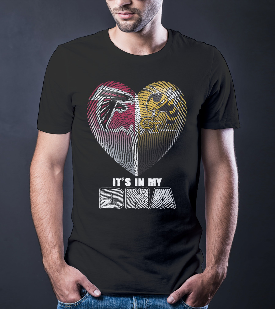It's In My Dna Falcons Georgia Tech Heart Fingerprint T-Shirt