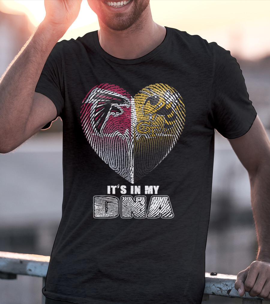 It's In My Dna Falcons Georgia Tech Heart Fingerprint T-Shirt