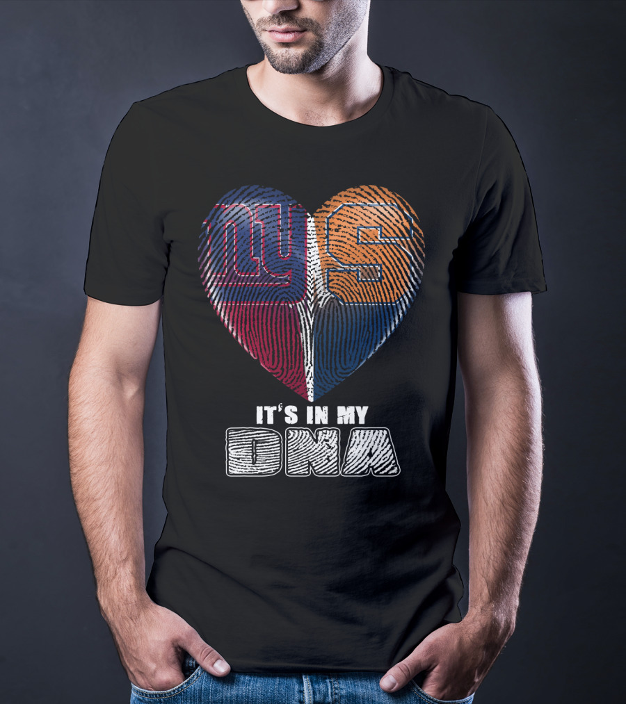 It's In My Dna New York Giants Syracuse Football Heart Fingerprint T-Shirt