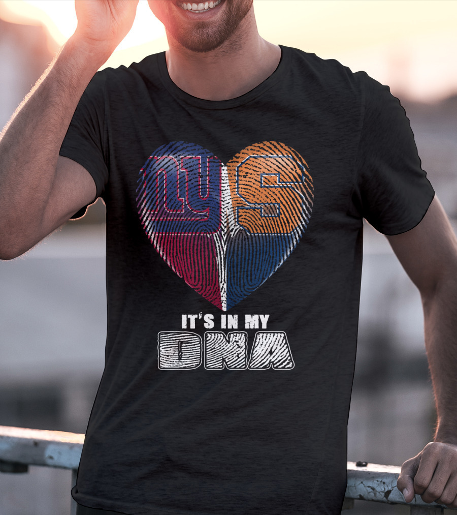 It's In My Dna New York Giants Syracuse Football Heart Fingerprint T-Shirt