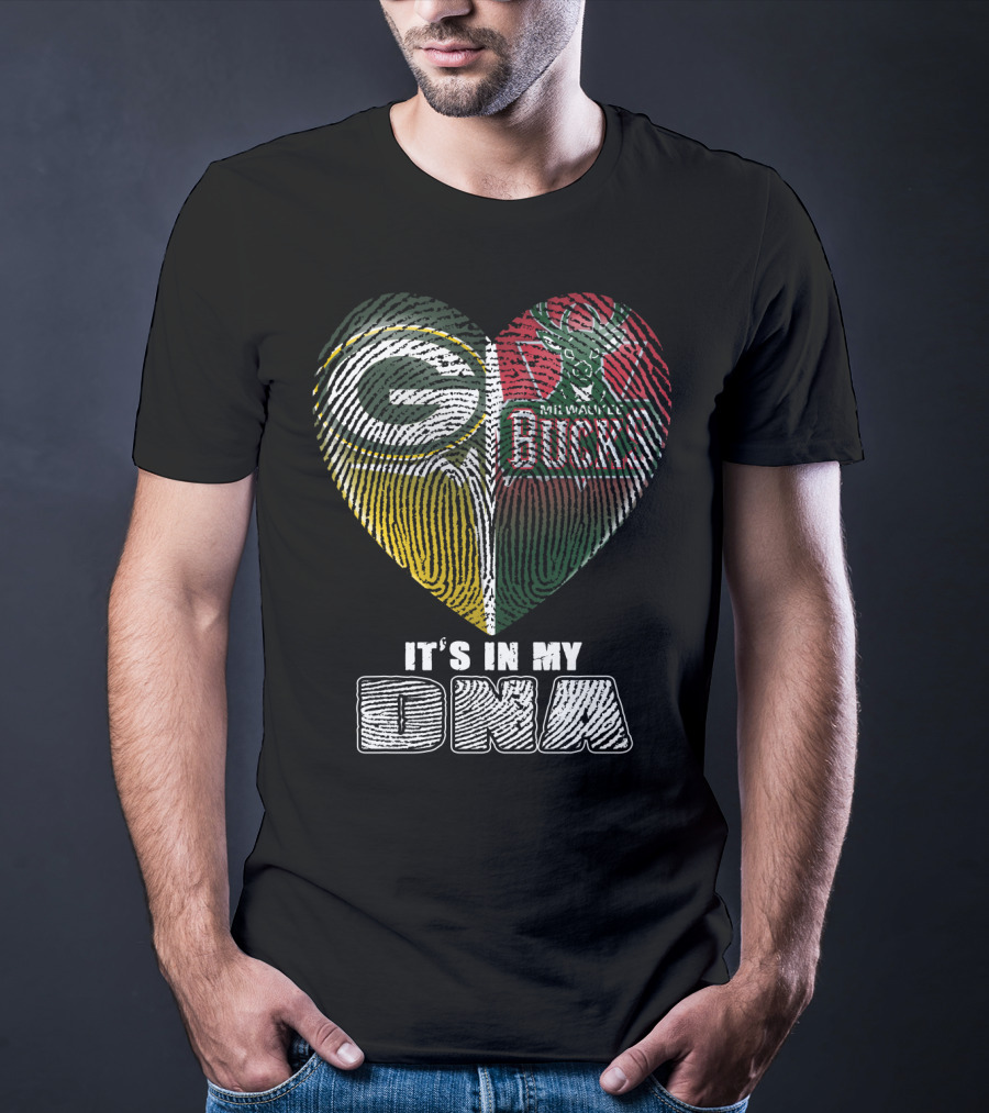 Green Bay Packers Milwaukee Bucks It's In My Dna T-Shirt