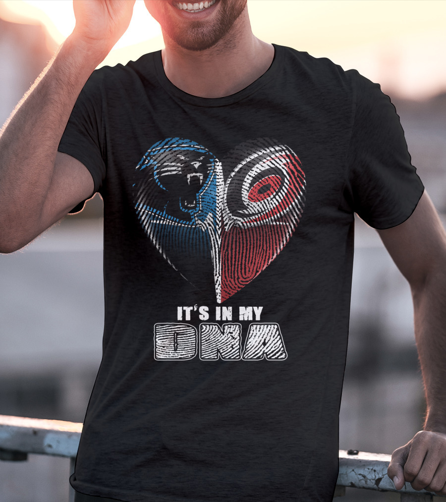 Carolina Panthers And Hurricanes It's In My Dna Heartprint T-Shirt