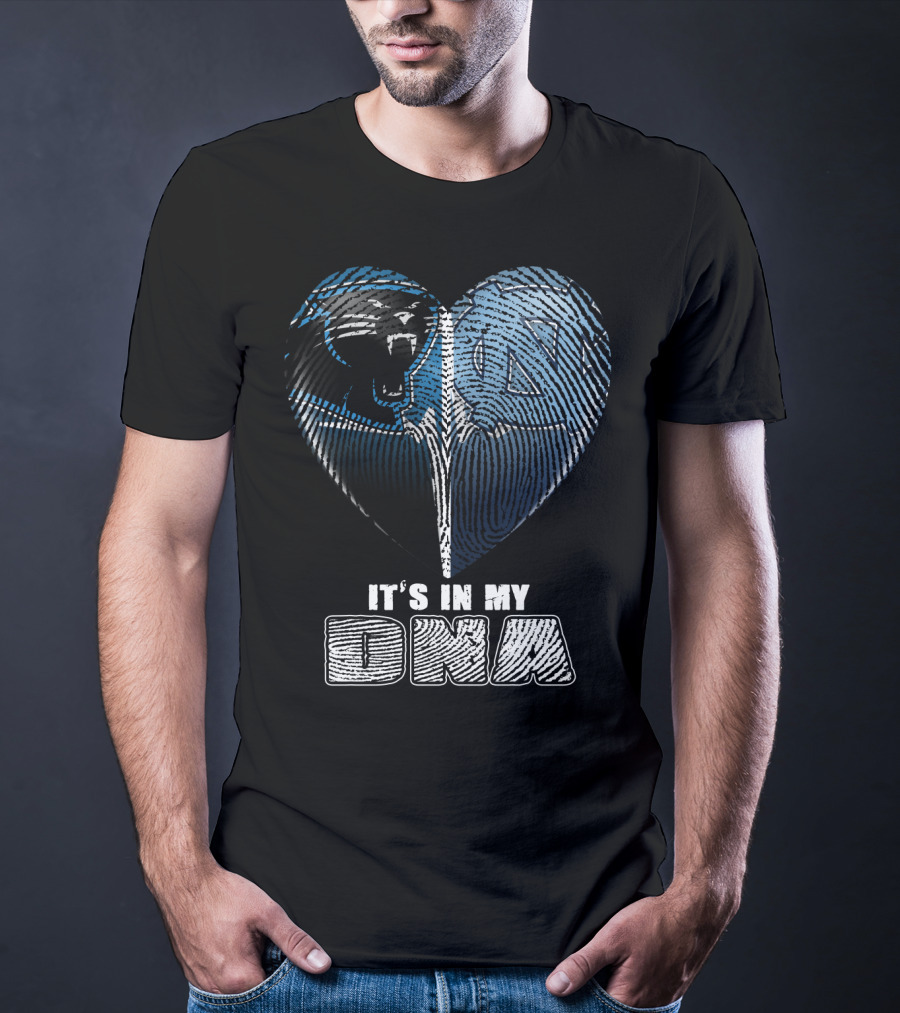 It's In My Dna Carolina Panthers North Carolina Tar Heels Heart Fingerprint T-Shirt