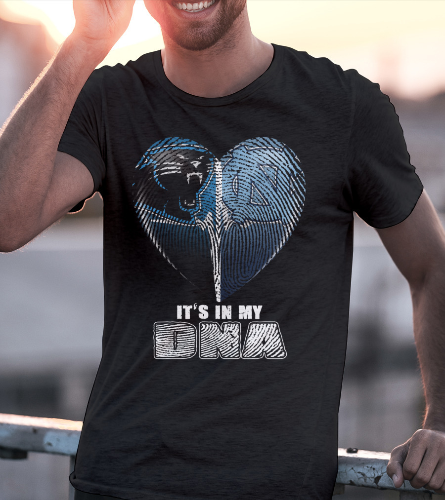 It's In My Dna Carolina Panthers North Carolina Tar Heels Heart Fingerprint T-Shirt