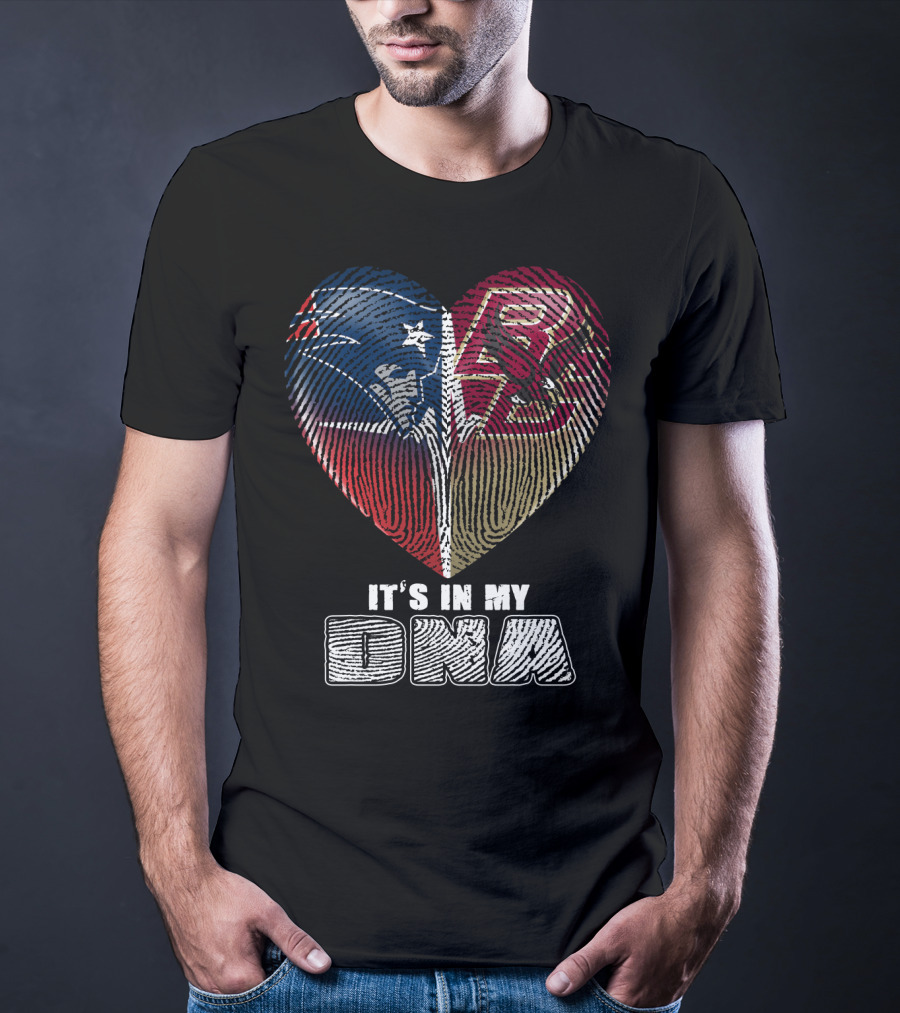 It's In My Dna Patriots Boston College Heart Fingerprint T-Shirt