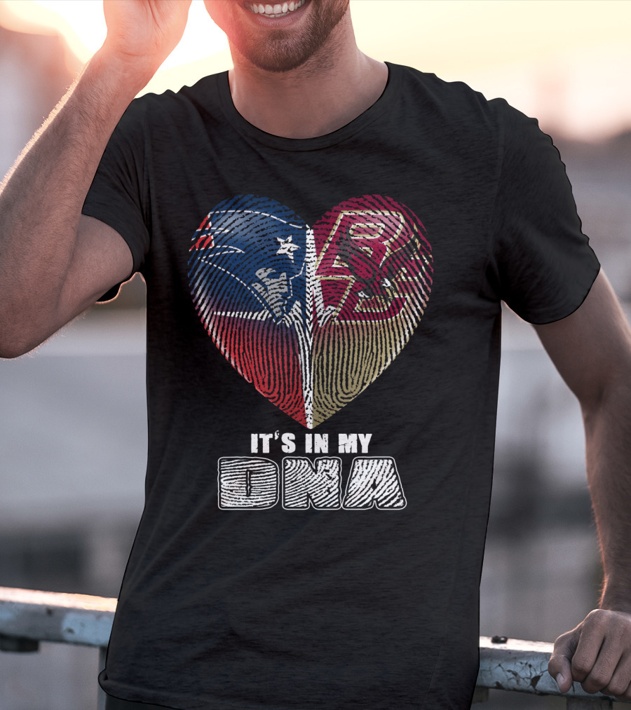 It's In My Dna Patriots Boston College Heart Fingerprint T-Shirt