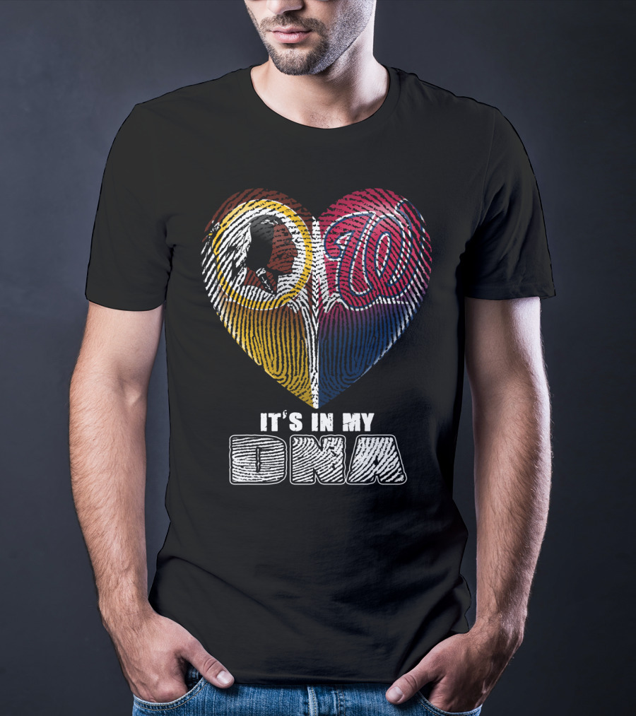 It's In My Dna Washington Redskins Washington Nationals Heart Fingerprint T-Shirt