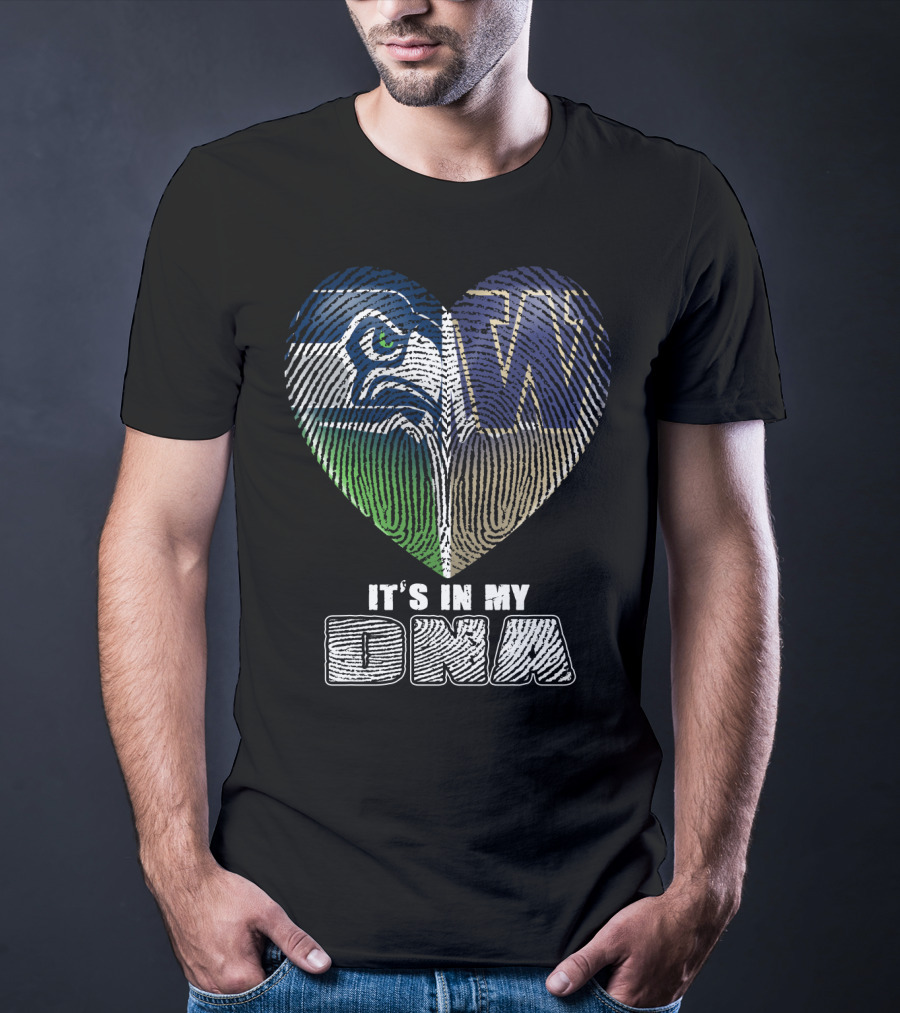It's In My Dna Seahawks Huskies Heart T-Shirt