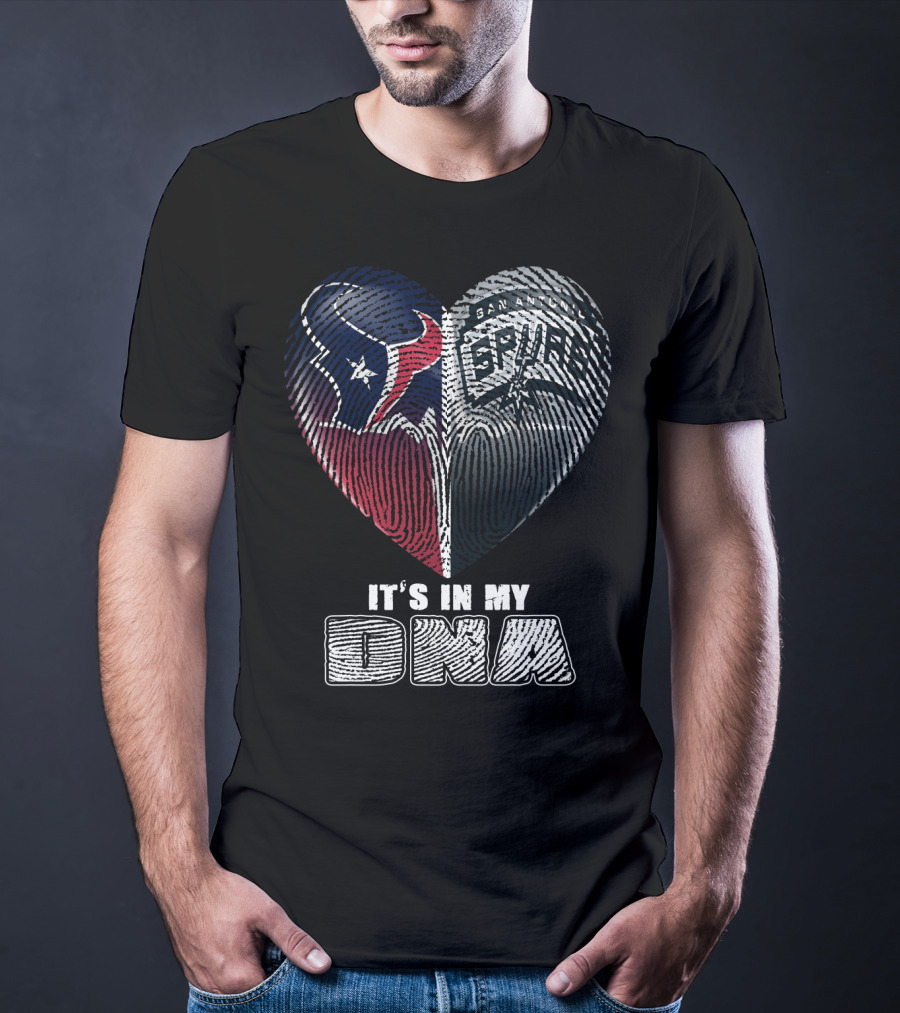 It's In My Dna Houston Texas San Antonio Spurs Heart Fingerprint T-Shirt
