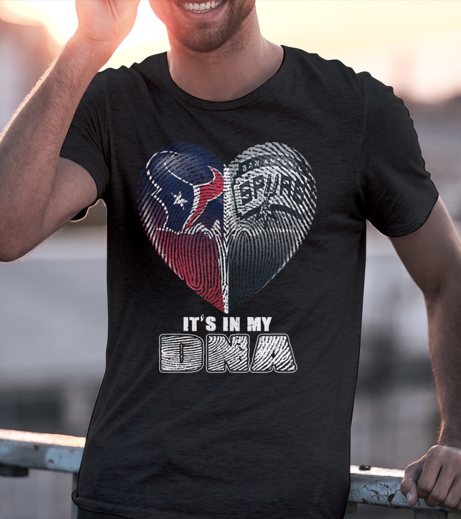 It's In My Dna Houston Texas San Antonio Spurs Heart Fingerprint T-Shirt
