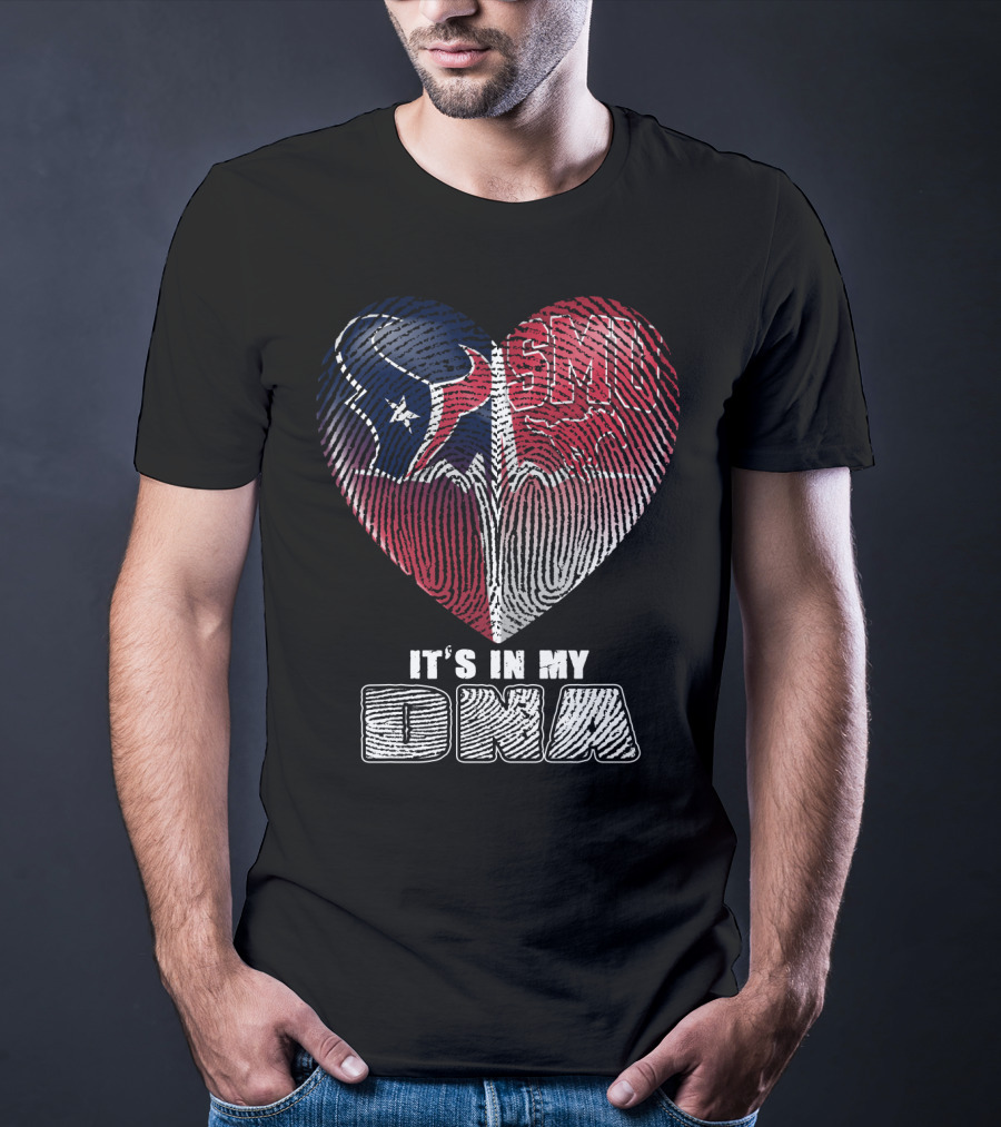 Houston Texans And Smu Heart It's In My Dna T-Shirt