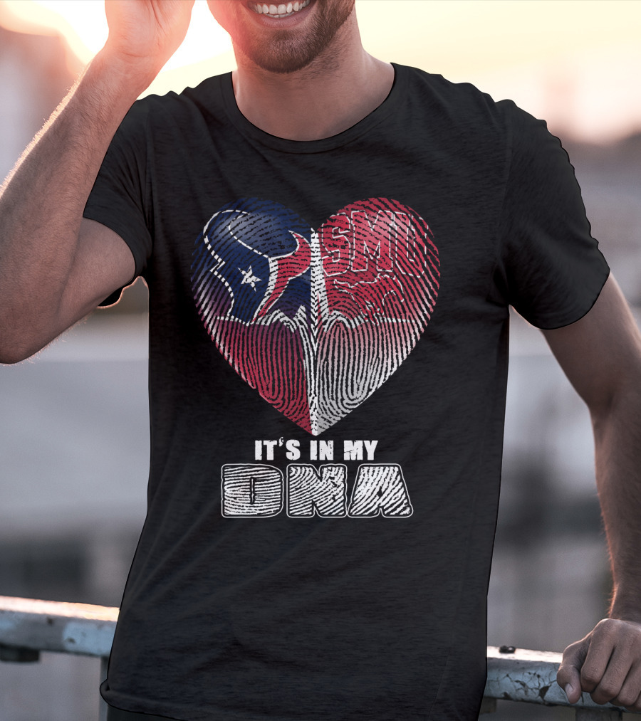 Houston Texans And Smu Heart It's In My Dna T-Shirt