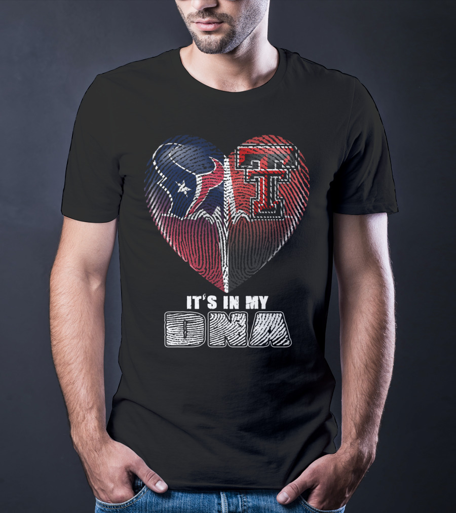 It's In My Dna Texans Texas Tech Heart T-Shirt