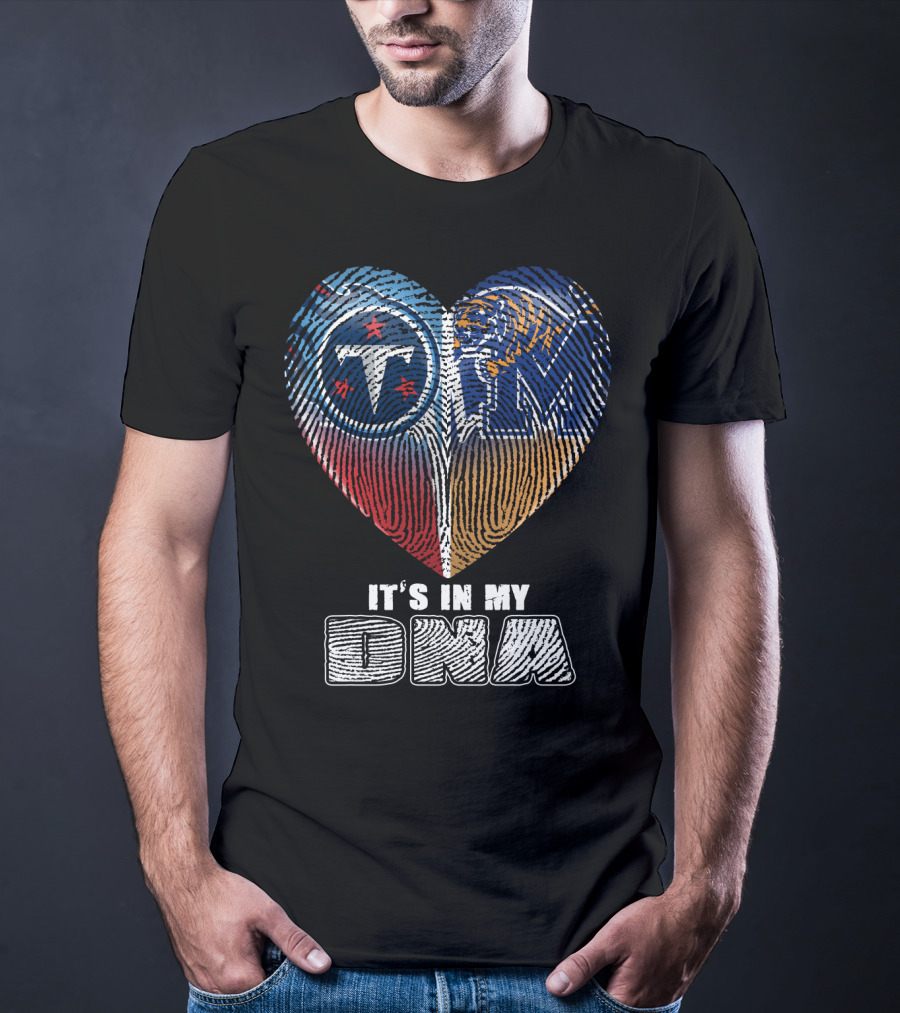 It's In My Dna Tennessee Titans Memphis Tigers Fingerprint Heart T-Shirt