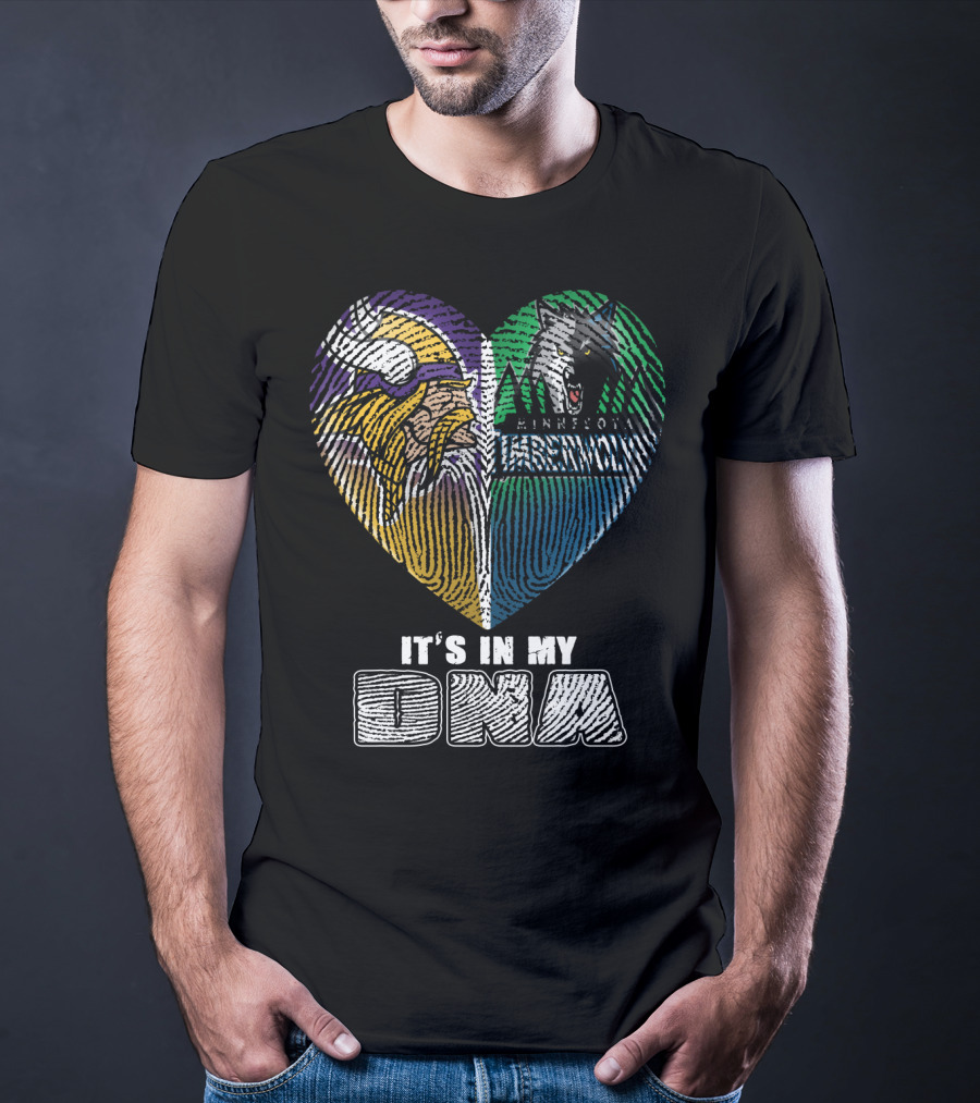 It's In My Dna Minnesota Vikings Timberwolves Heart Fingerprint T-Shirt