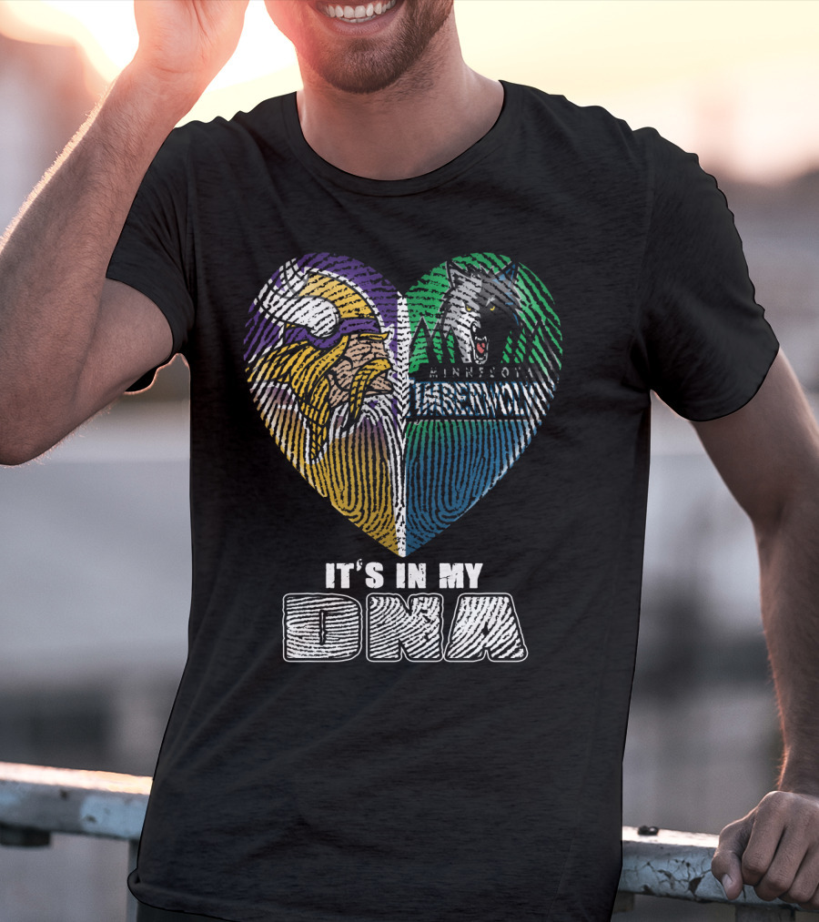 It's In My Dna Minnesota Vikings Timberwolves Heart Fingerprint T-Shirt
