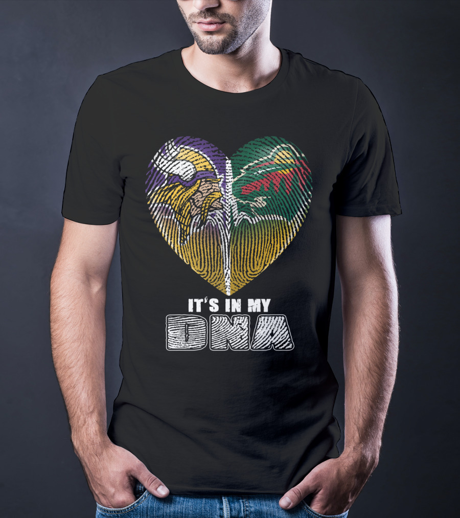 It's In My Dna Minnesota Vikings Wild Heart Fingerprint T-Shirt