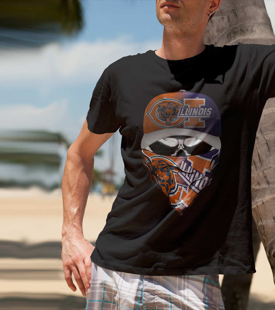 Chicago Bears Illinois Fan Mask Hat T-Shirt