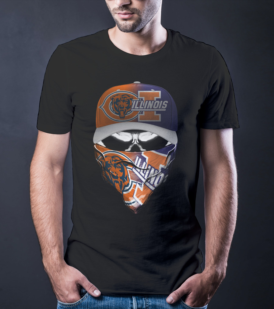 Chicago Bears Illinois Fan Mask Hat T-Shirt