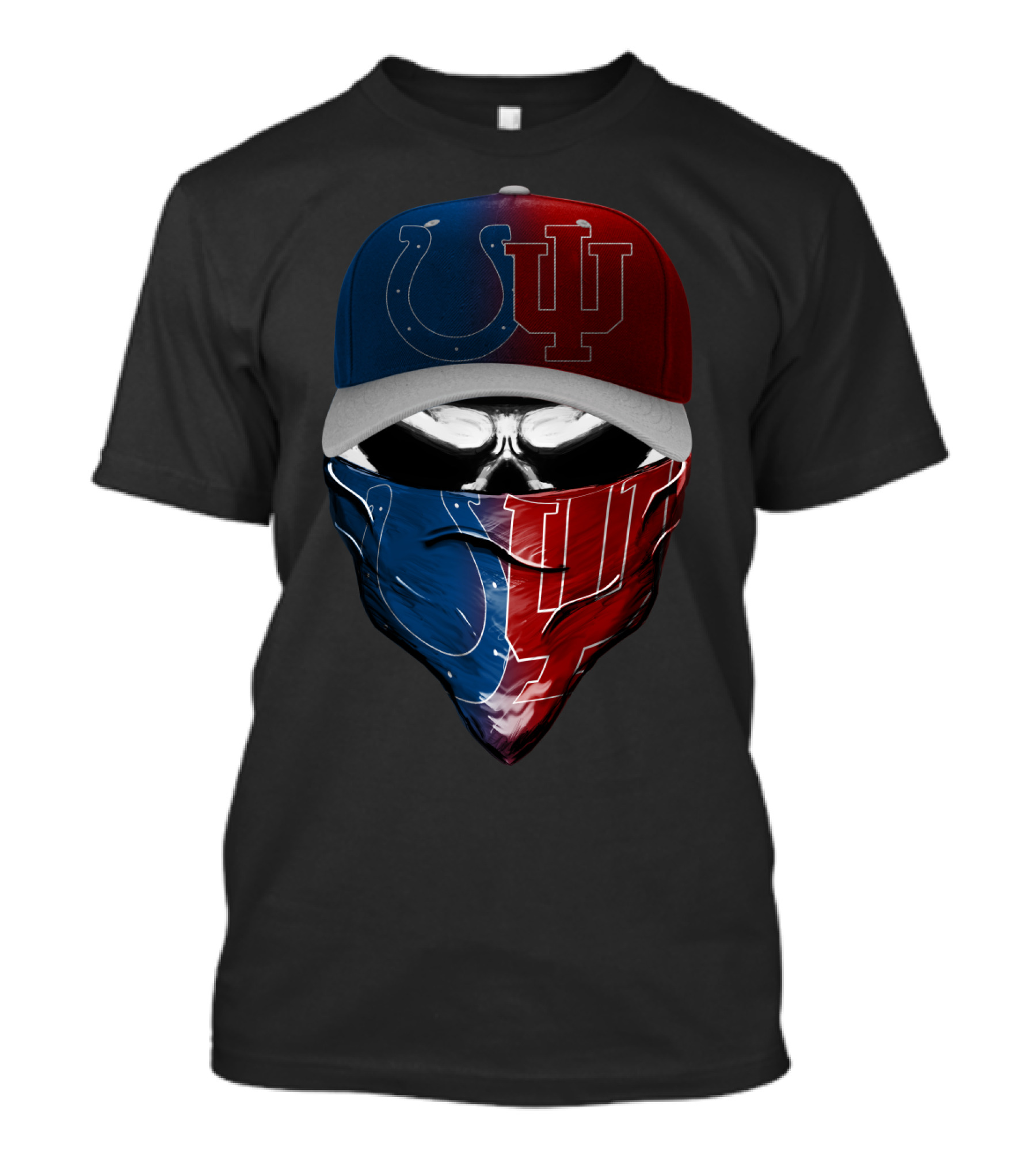 Indiana Colts And Hoosiers Skull Bandana And Cap T-Shirt