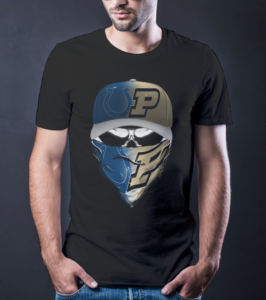 Indianapolis Colts Purdue Boilermakers Skull Mask Skum T-Shirt