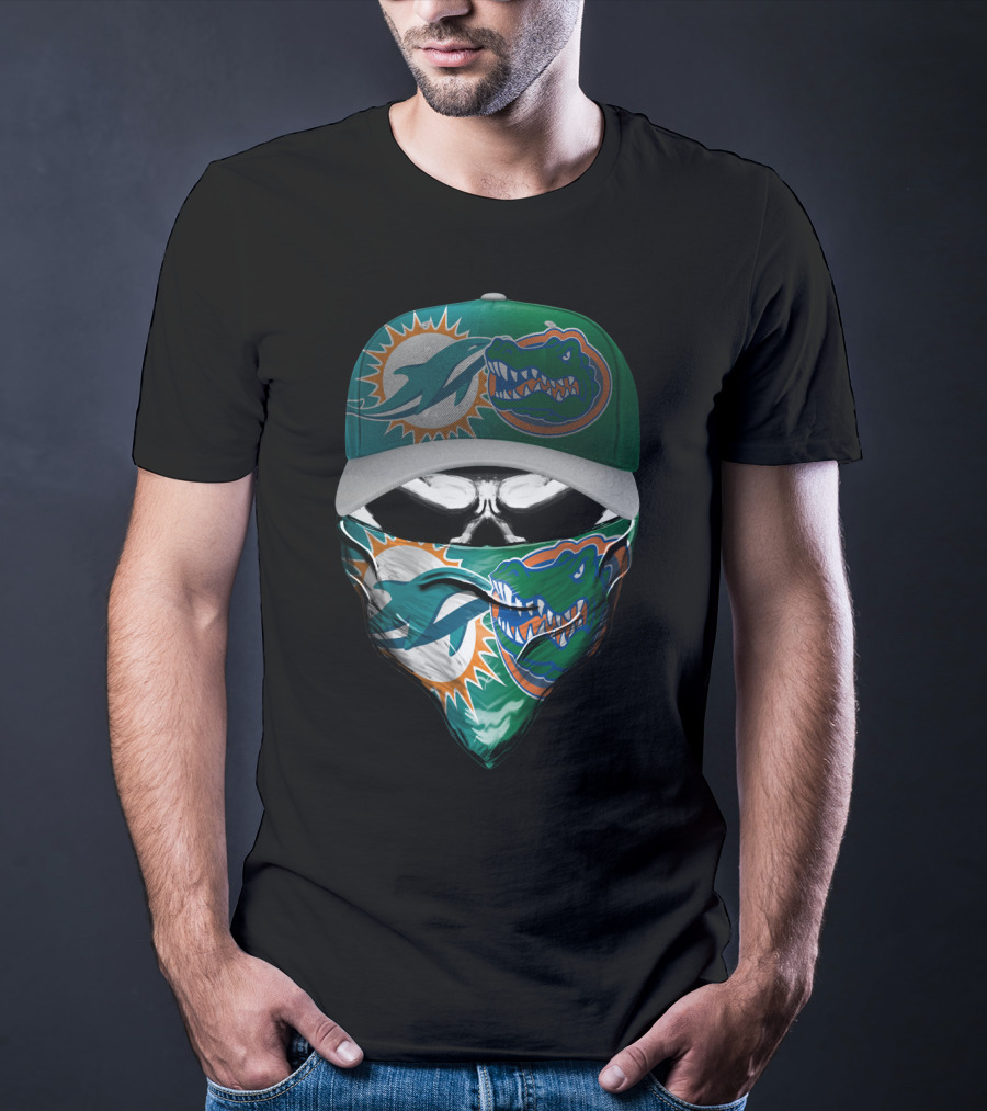 Miami Dolphins Florida Gators Skull Cap Bandana T-Shirt