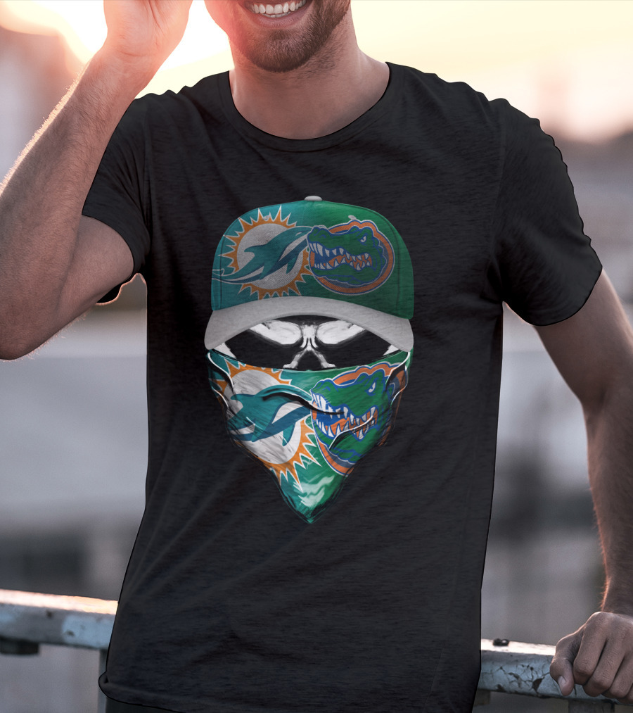 Miami Dolphins Florida Gators Skull Cap Bandana T-Shirt