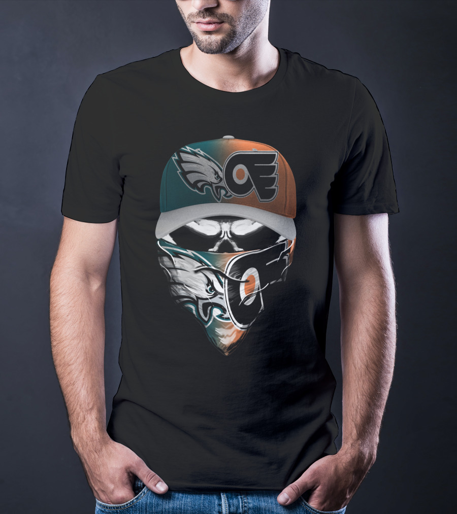Philadelphia Eagles Flyers Fan Mask Hat Dual T-Shirt