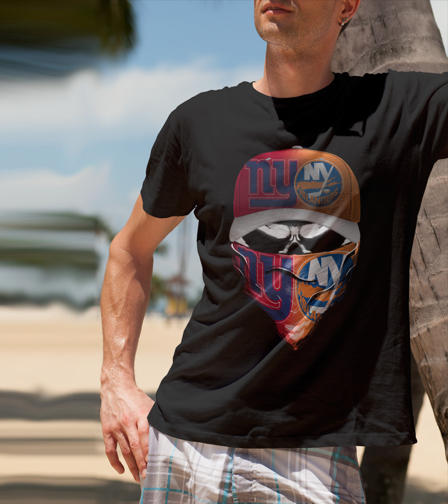 Ny Giants Ny Islanders Skull Mask Combo T-Shirt