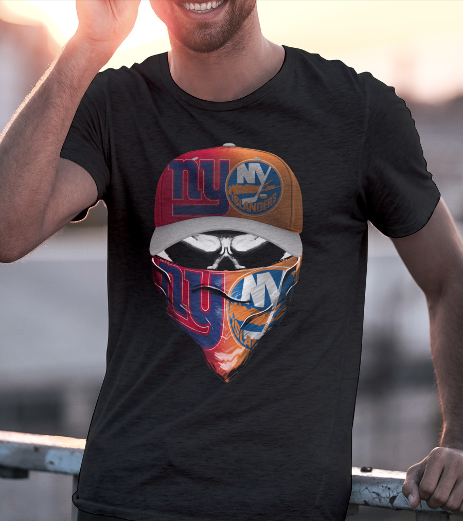 Ny Giants Ny Islanders Skull Mask Combo T-Shirt