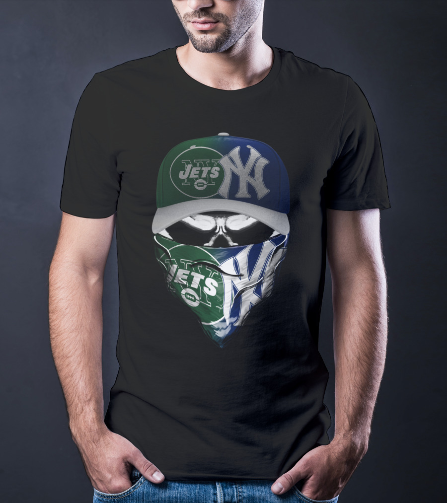 New York Jets Yankees Skull Mask T-Shirt