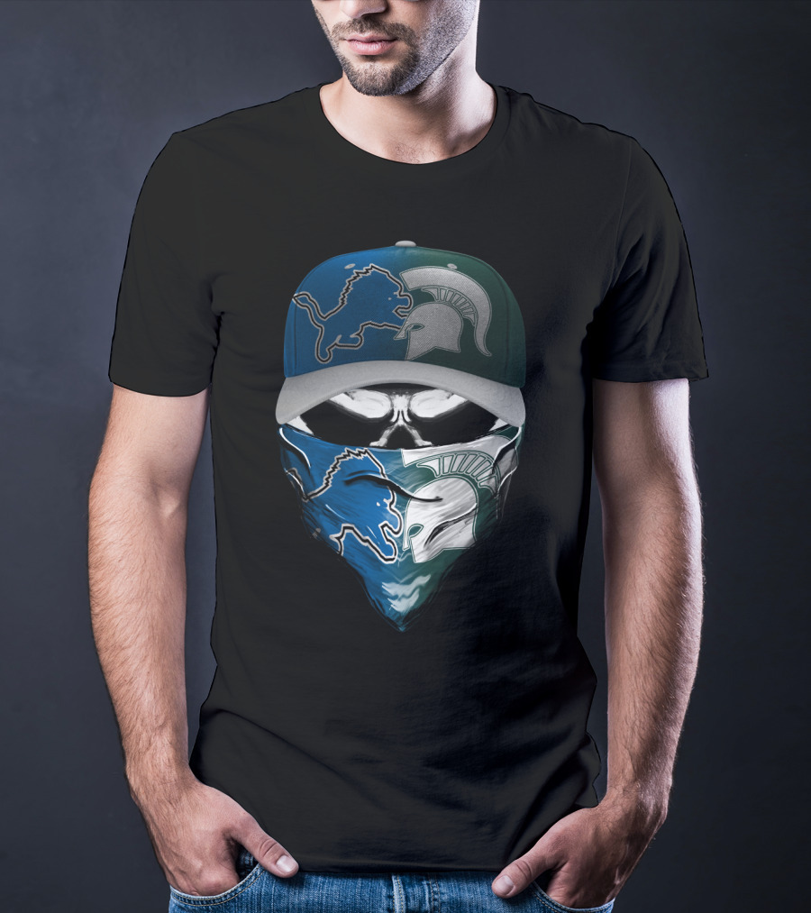 Detroit Lions Spartan Skull Skum 076 T-Shirt