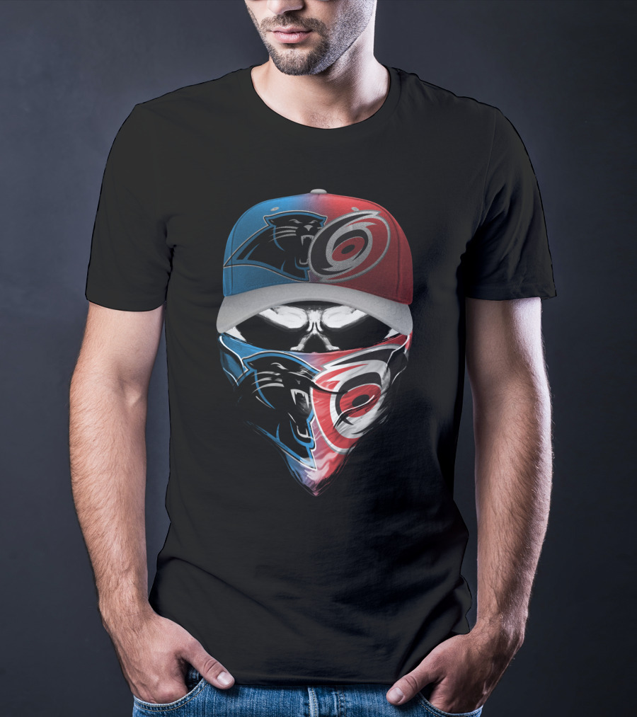 Carolina Panthers Hurricanes Dual Face Mask Hat Design 081 T-Shirt