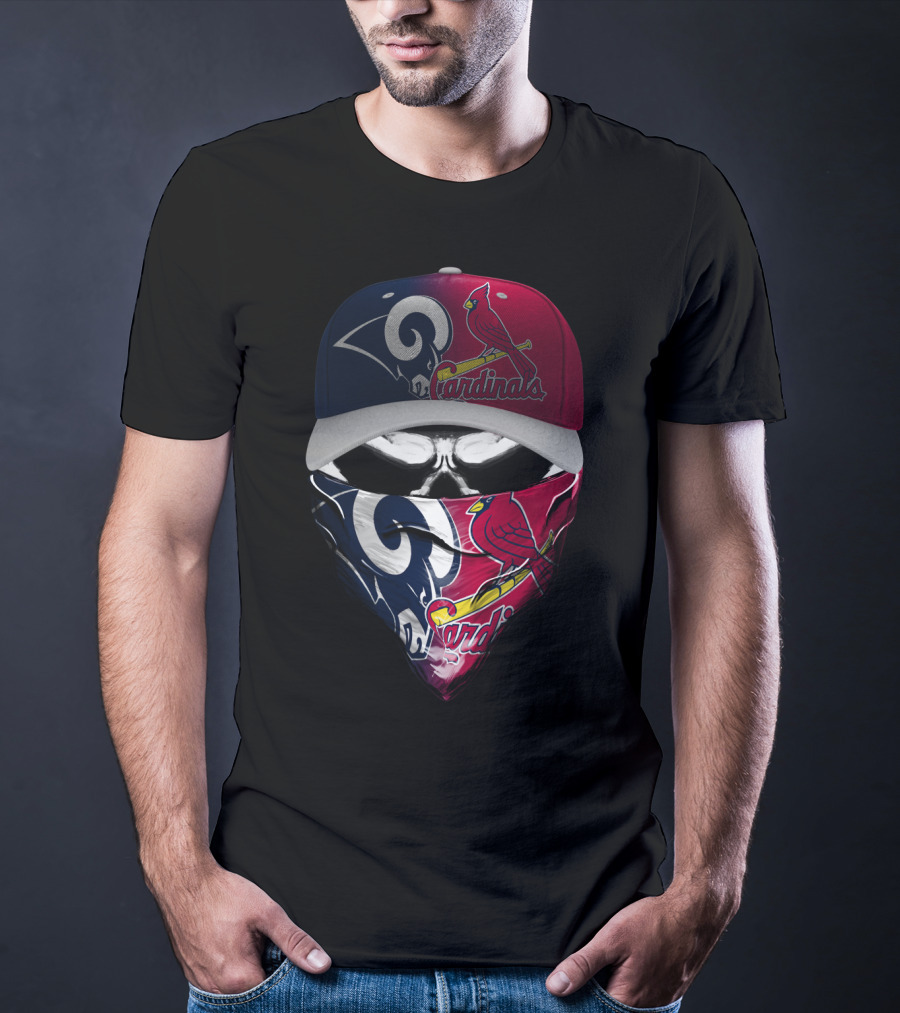 Rams Cardinals Split Logo Hat Mask Skum 100 T-Shirt