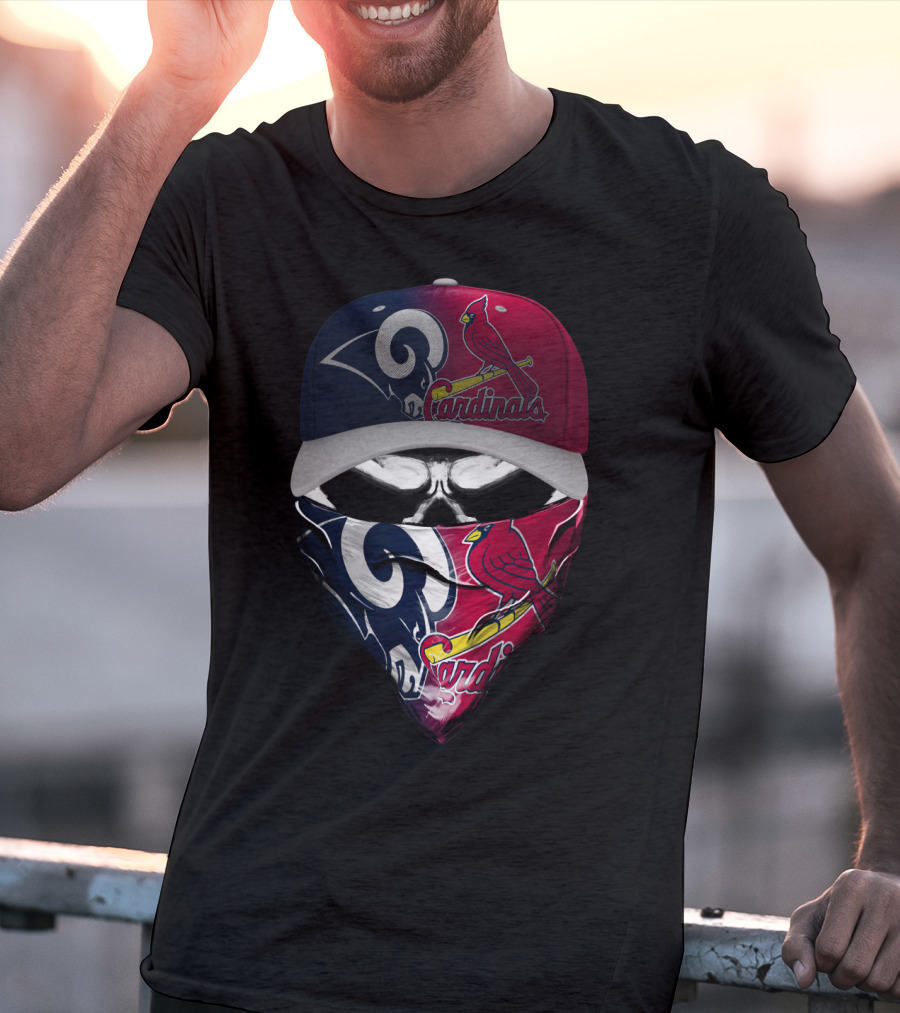 Rams Cardinals Split Logo Hat Mask Skum 100 T-Shirt