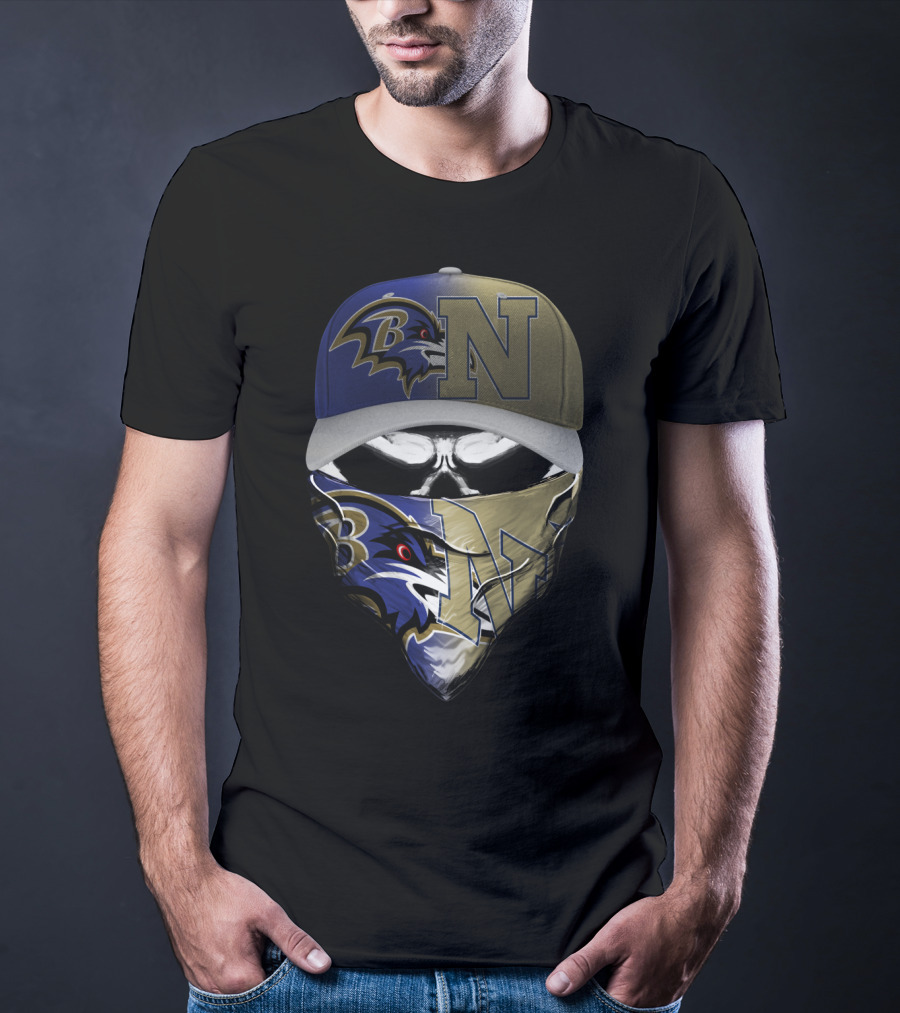 Ravens Skull Face Bandana Hat Baltimore T-Shirt