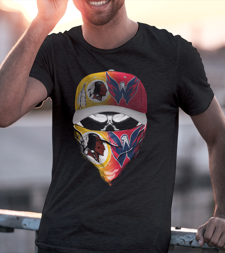 Washington Redskins And Capitals Face Covering Combo T-Shirt