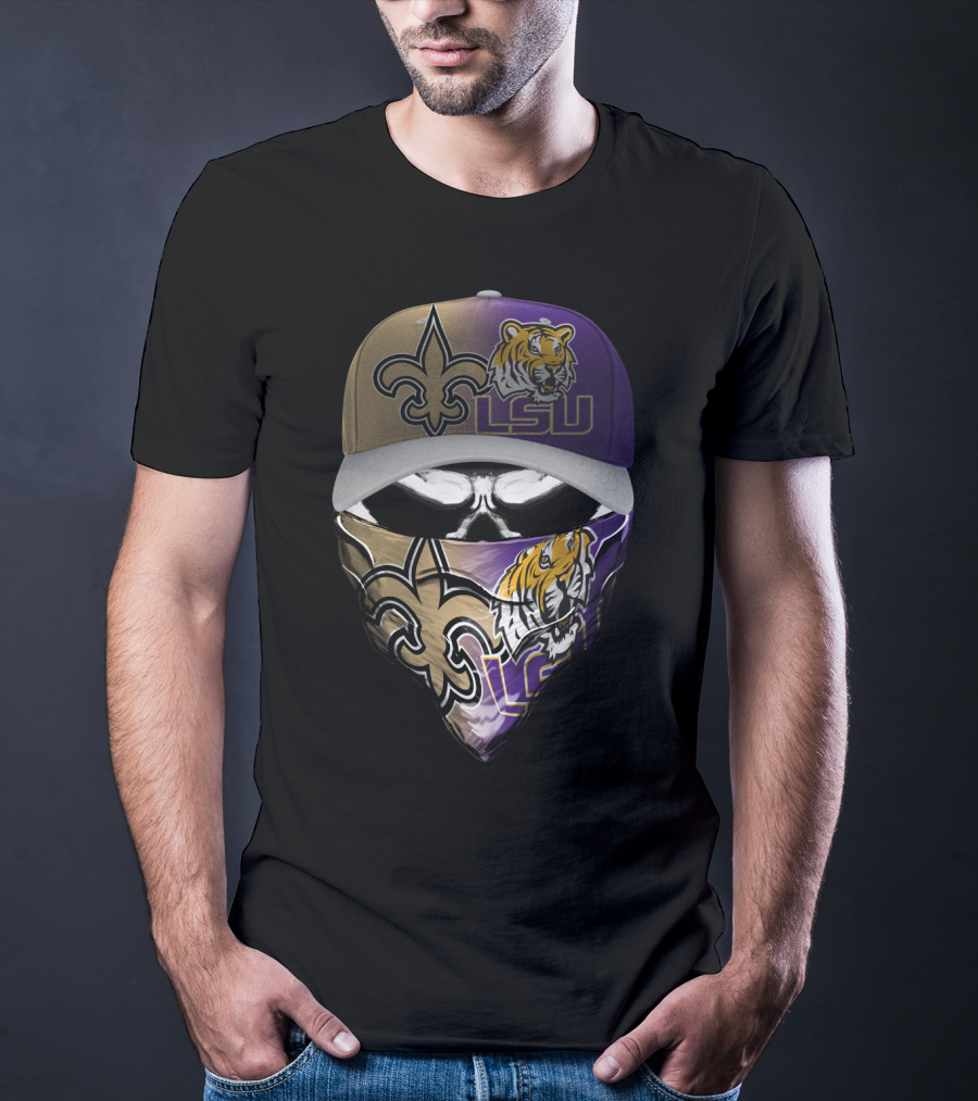 Lsu Tigers New Orleans Saints Logo Mask And Cap Combination T-Shirt