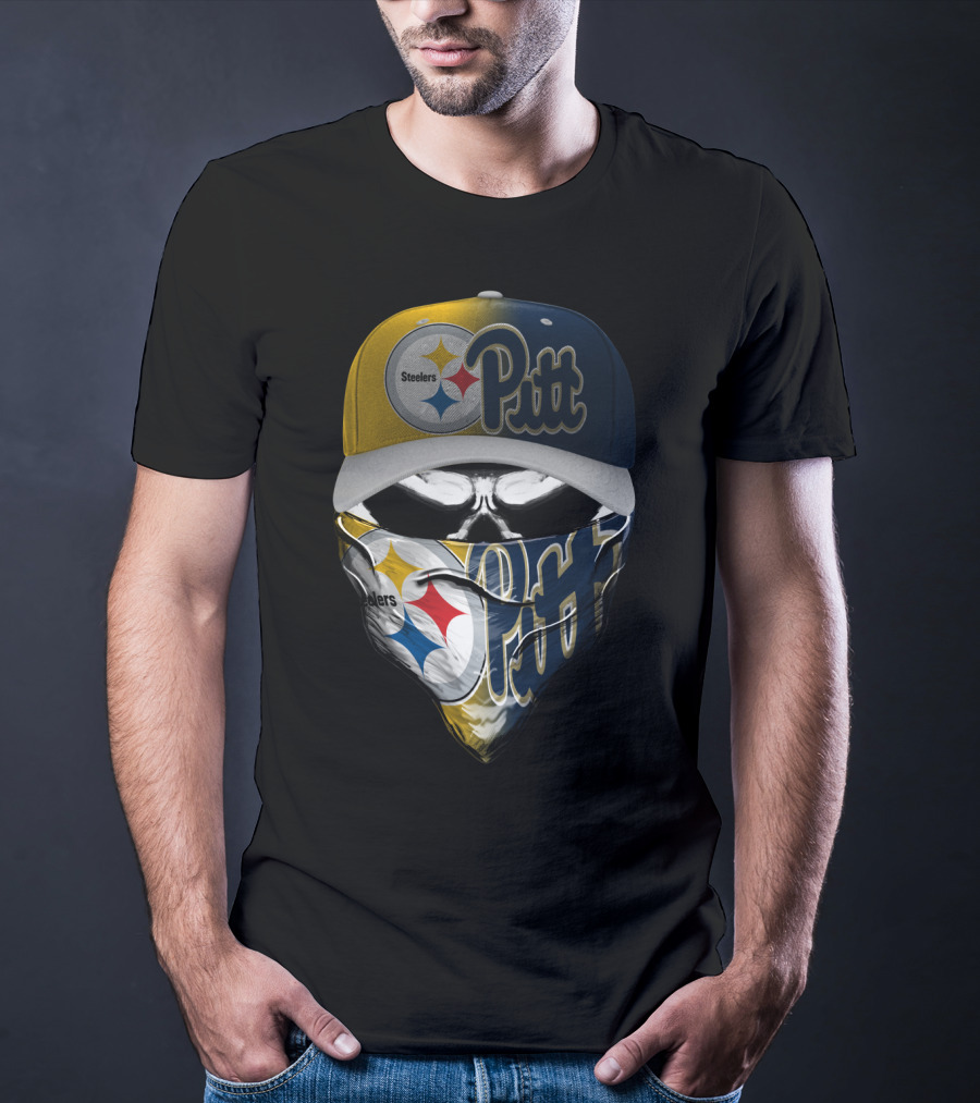 Steelers Pitt Skull Mask Cap T-Shirt