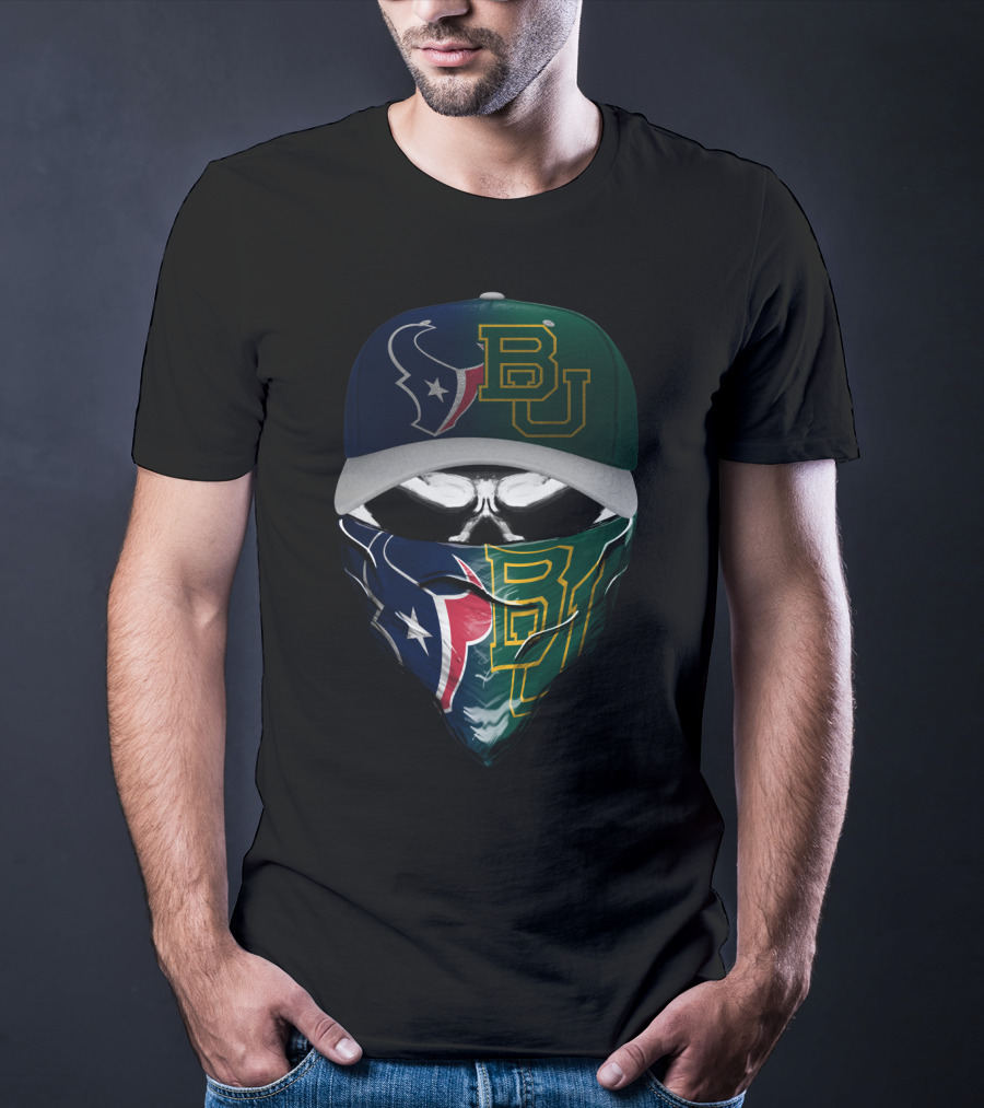 Houston Texans Baylor University Fan Mask Skull T-Shirt