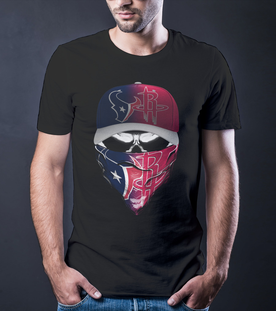 Houston Texans Rockets Combo Skull Bandana Hat T-Shirt