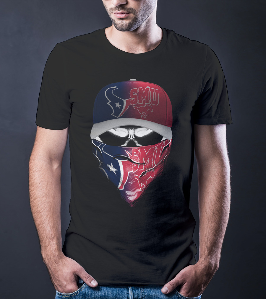 Smu Texas Football Skull Mask Houston Texans T-Shirt
