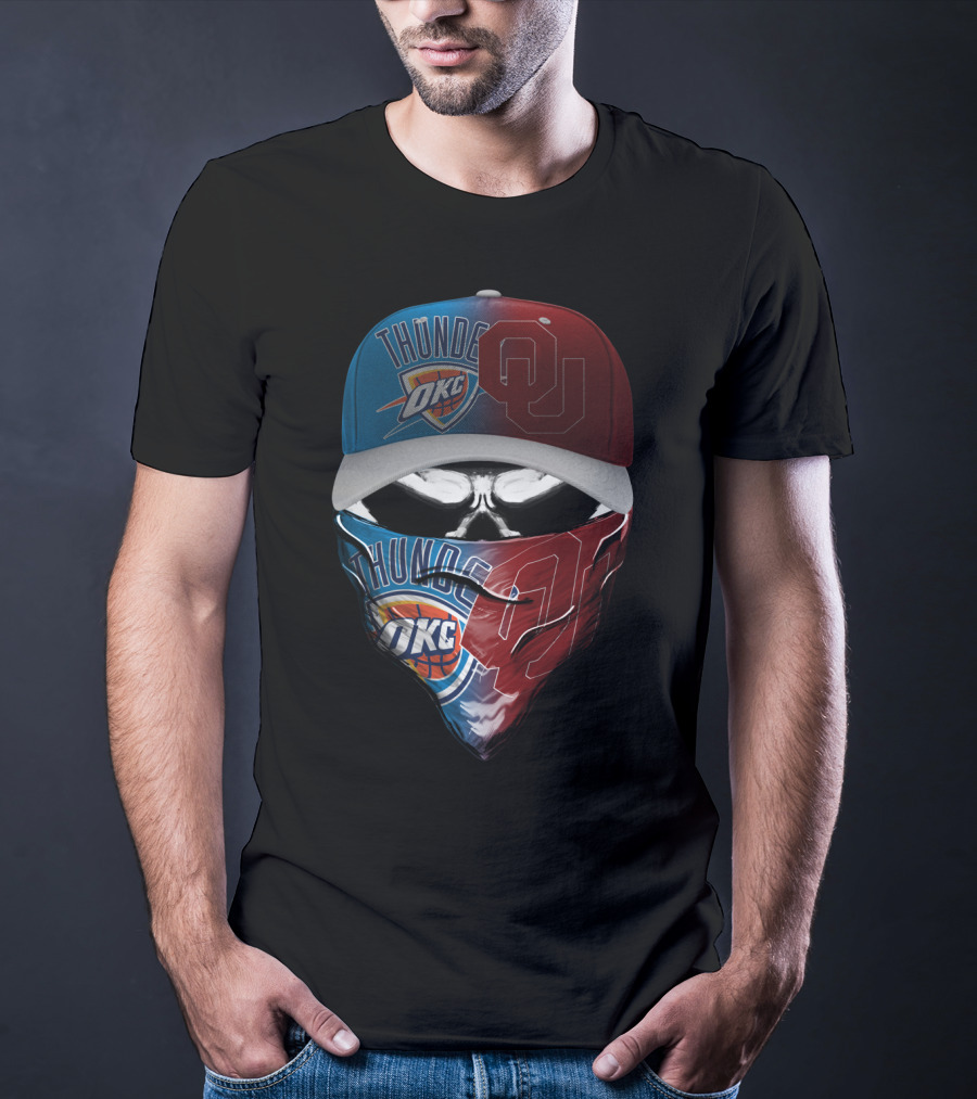 Thunder Okc Ou Cap And Bandana Combination T-Shirt
