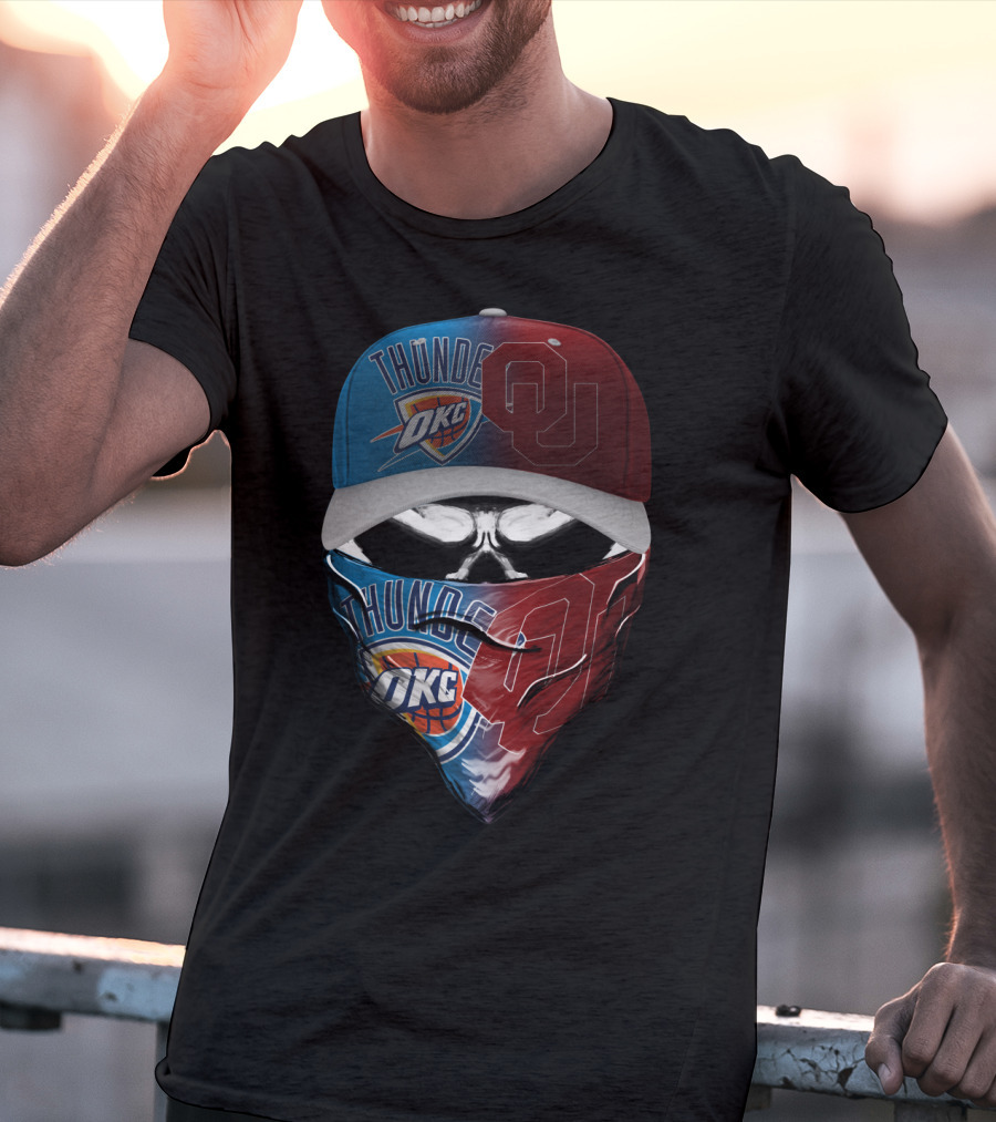 Thunder Okc Ou Cap And Bandana Combination T-Shirt