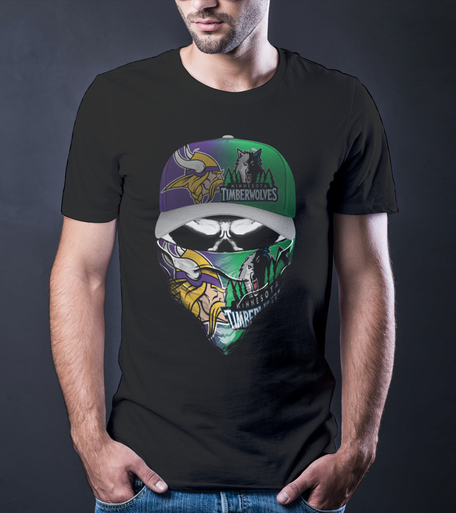 Minnesota Vikings Timberwolves Crossover Skull Mask Skum 134 T-Shirt